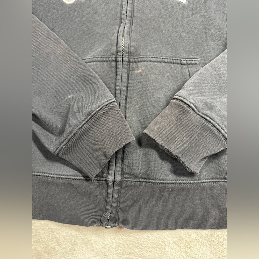 Y2K Style Gap Men’s Full Zip Logo Spellout Black Grey Hoodie Sweatshirt Medium - Picture 4 of 16
